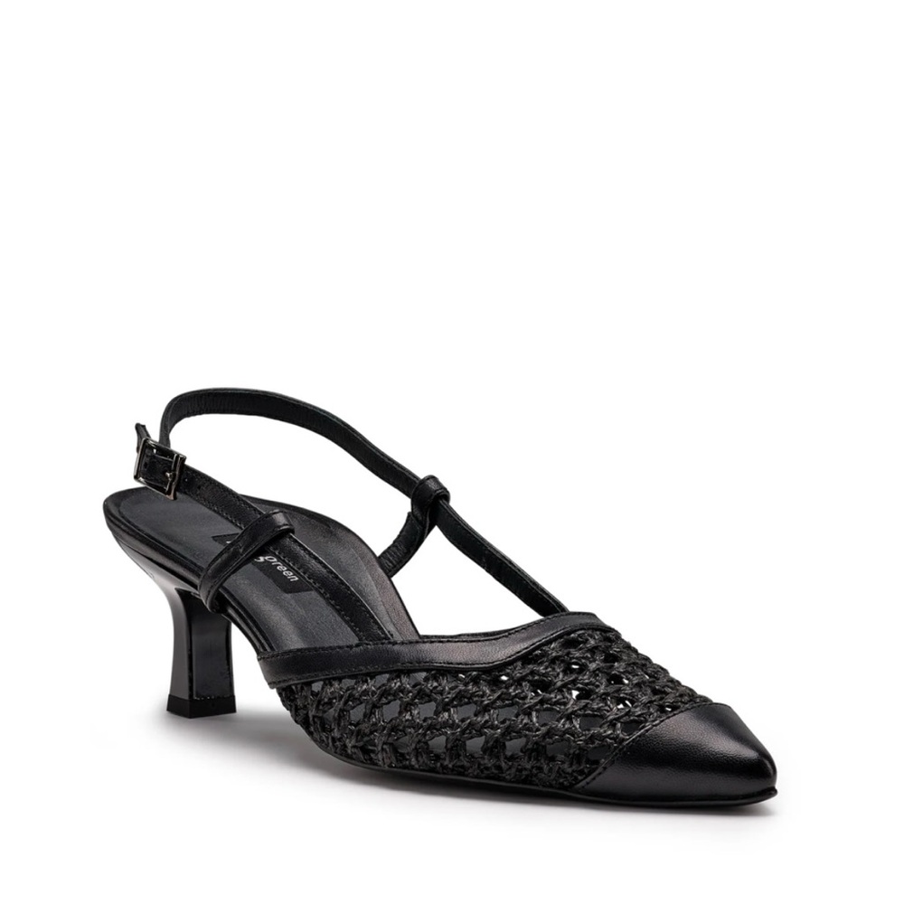 Paul Green Amica Black Textured Slingback Kitten Heels US Size 8.5 (NWOT)